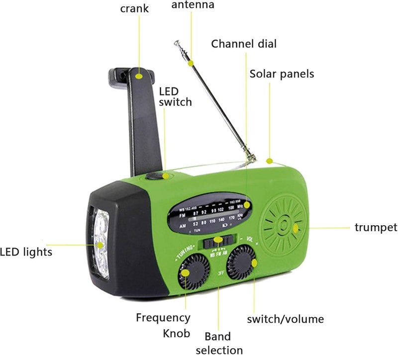 ويوبلز راديو يعمل بالطاقة الشمسية، بطارية 1200 مللي أمبير، راديو طوارئ NOAA للأحوال الجوية، مصباح يدوي، بنك طاقة محمول، راديو AM/FM، ومصباح LED للطوارئ الخارجية - Image 5